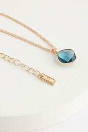 Gold Tone Blue Pendant Necklace - Image 4 of 4