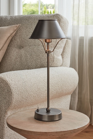Pewter Grey Hector Battery Operated Table Lamp