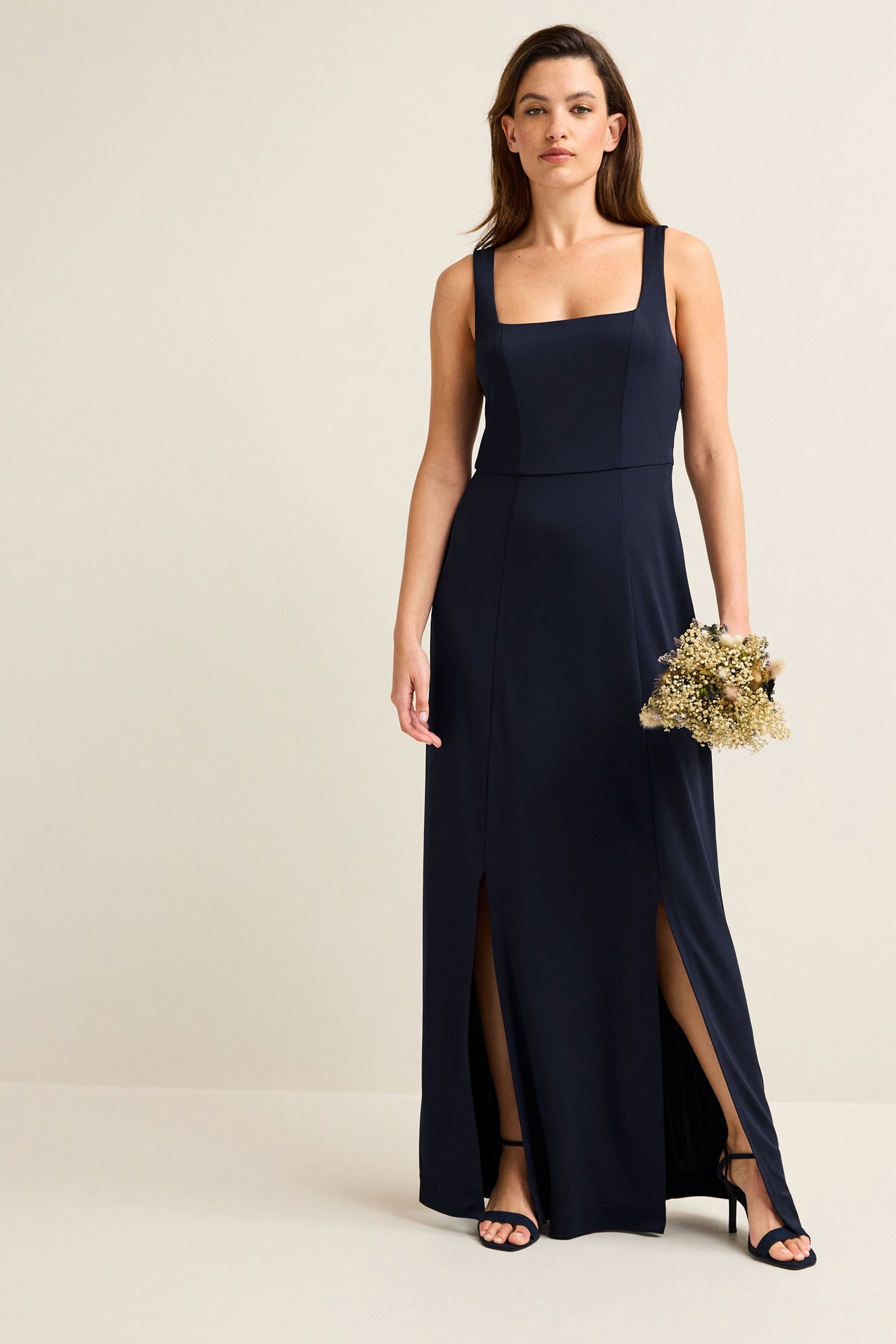 Buy Navy Blue Square Neck Bridesmaid Maxi Dress from Next Luxembourg
