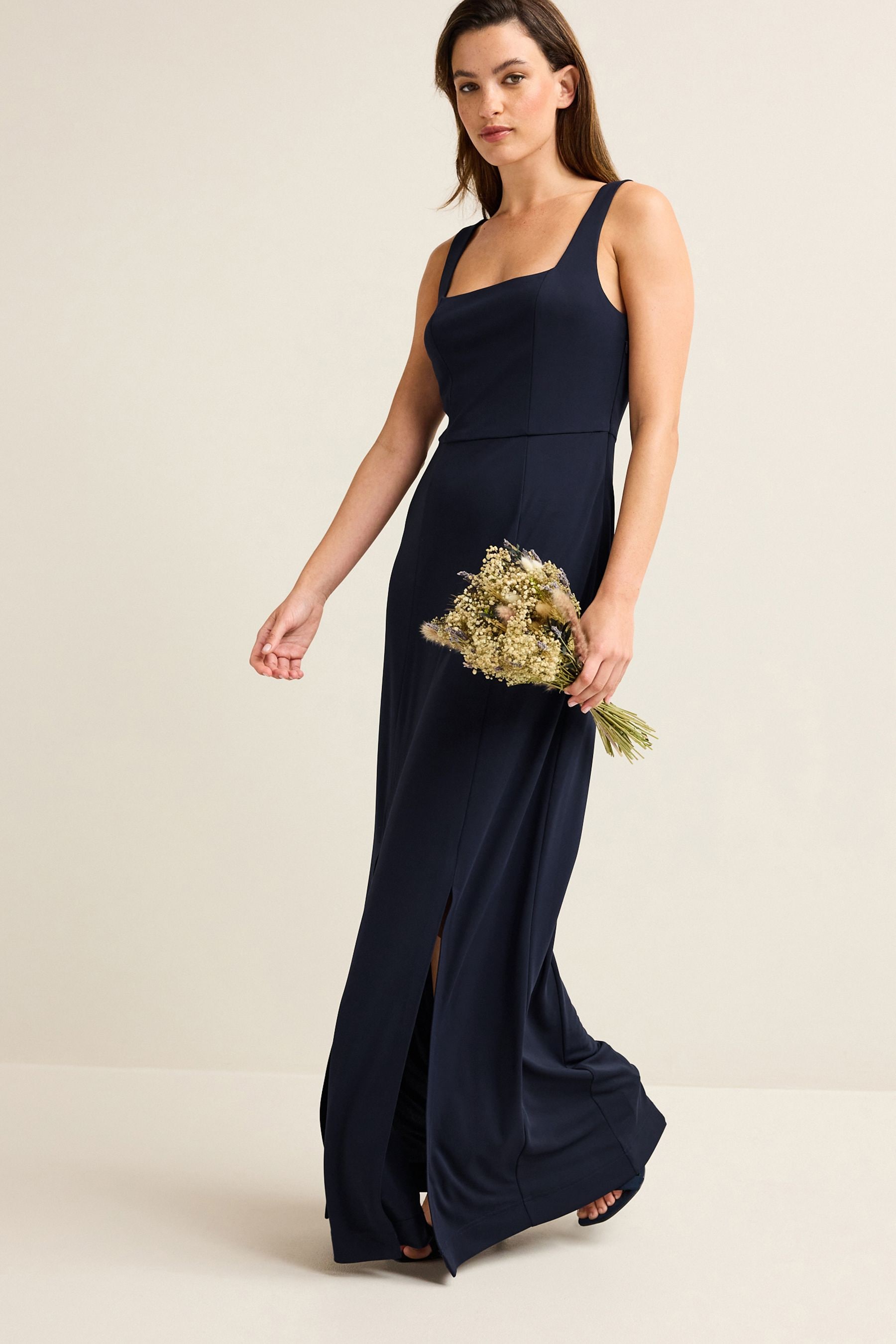 Buy Navy Blue Square Neck Bridesmaid Maxi Dress from the Next UK online shop
