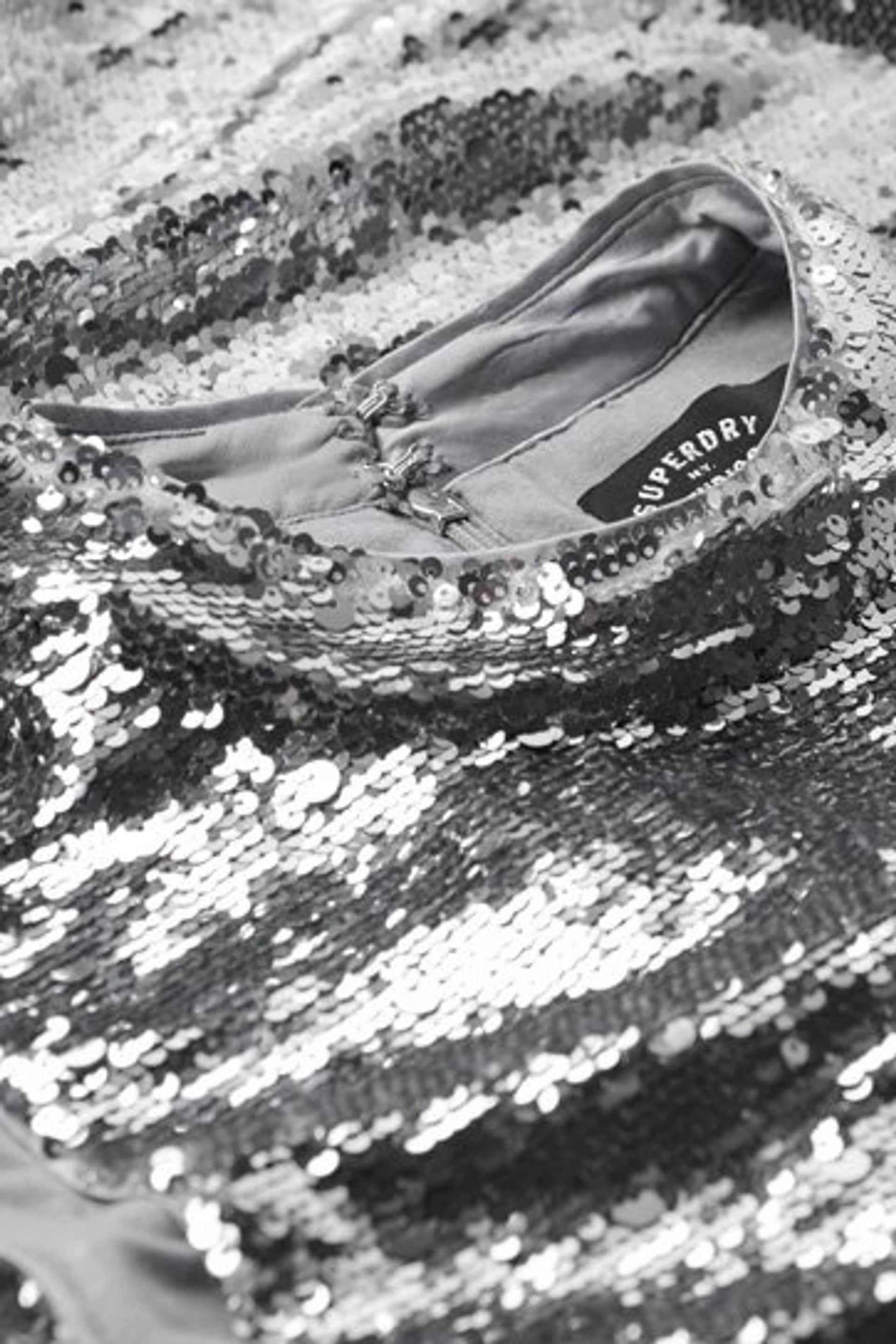 Superdry Silver Sequin Shift Mini Dress - Image 6 of 6