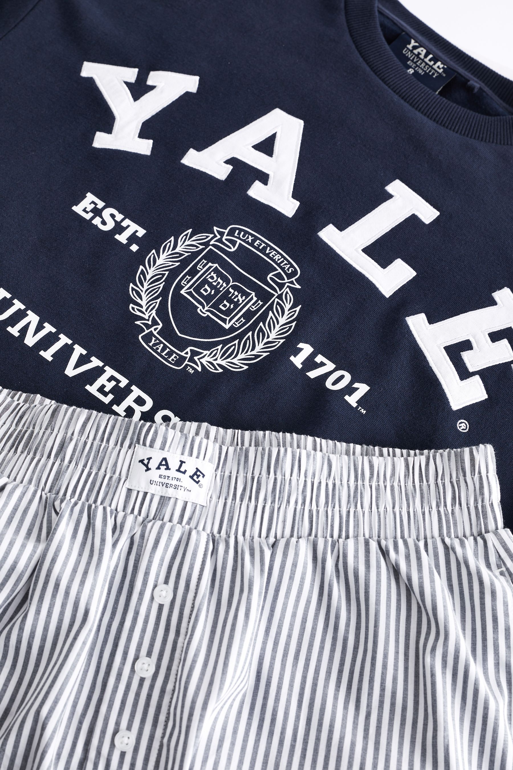 Buy Blue Yale Sweatshirt and Short Pyjamas from Next Luxembourg