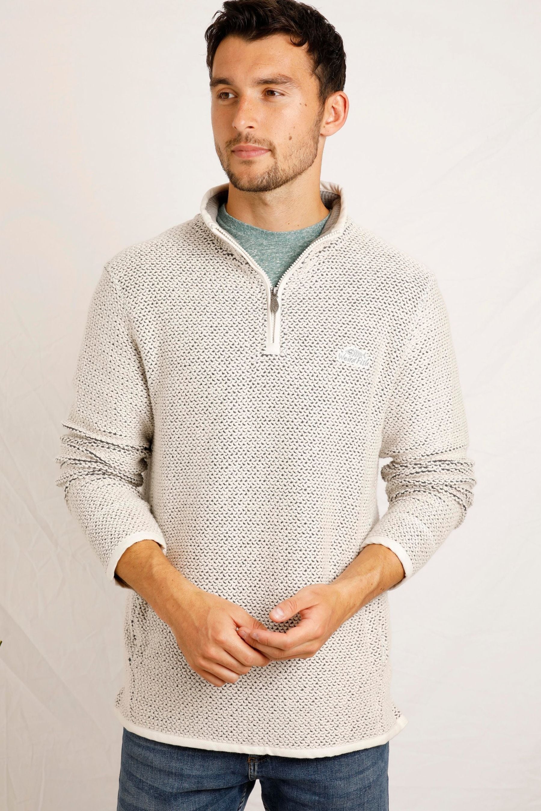 Kaufe Sie Cream Weird Fish Stern Eco Macaroni Pullover mit 1 4 ReiBverschluss bei Next Deutschland