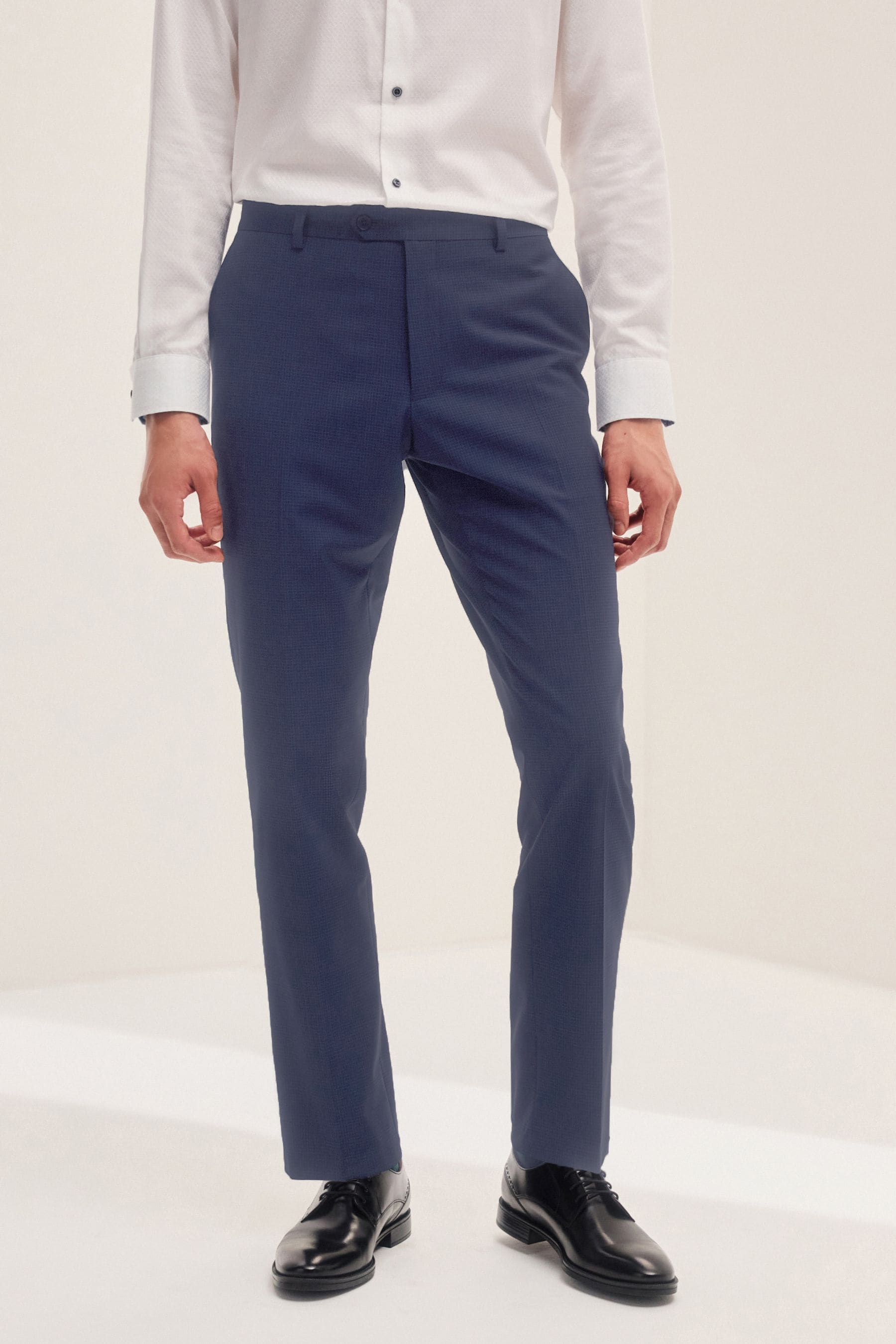 Buy Navy Blue Slim Fit Check Suit Trousers from Next Luxembourg