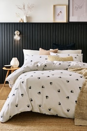 2 Pack Monochrome Daisy Heart Reversible Duvet Cover and Pillowcase Set - Image 2 of 7