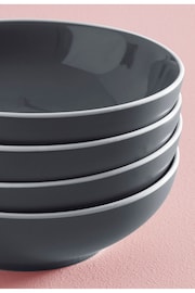 Charcoal Grey Warwick Set of 4 Pasta Bowls - Image 3 of 4