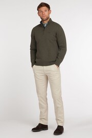 Barbour® Olive Green Half Zip Cotton Jumper - Image 3 of 5