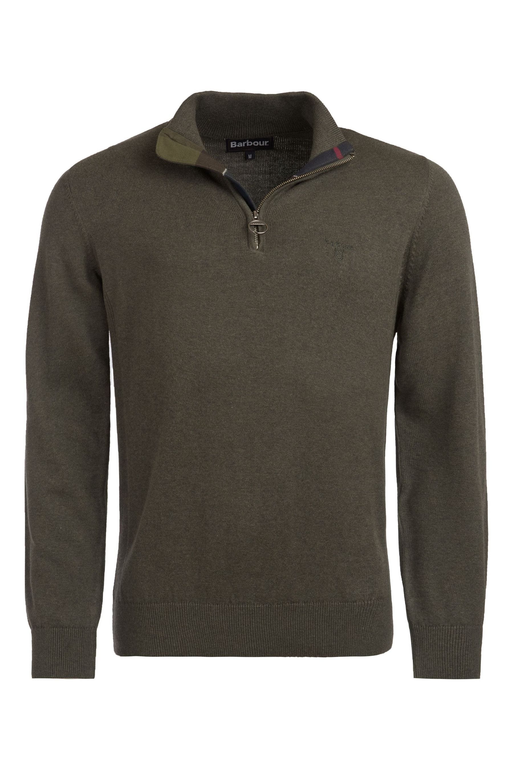 Buy Barbour Olive Green Half Zip Cotton Jumper from the Next UK