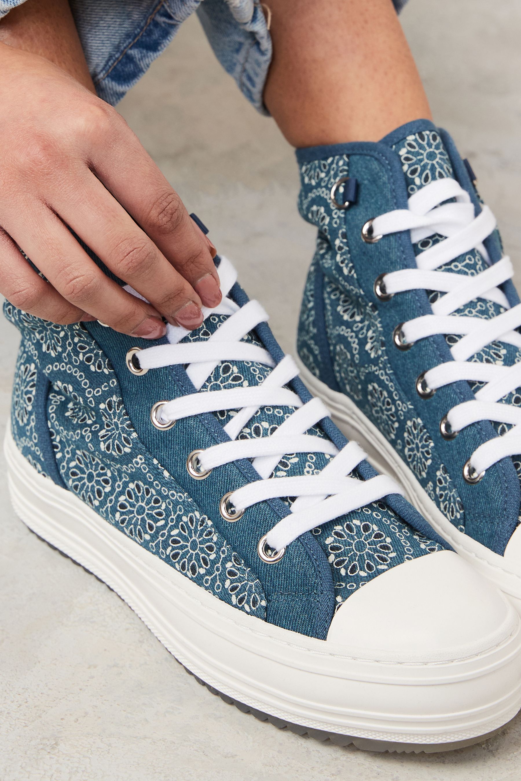 Buy Denim Forever Comfort Chunky High Top Baseball Trainers from Next Luxembourg