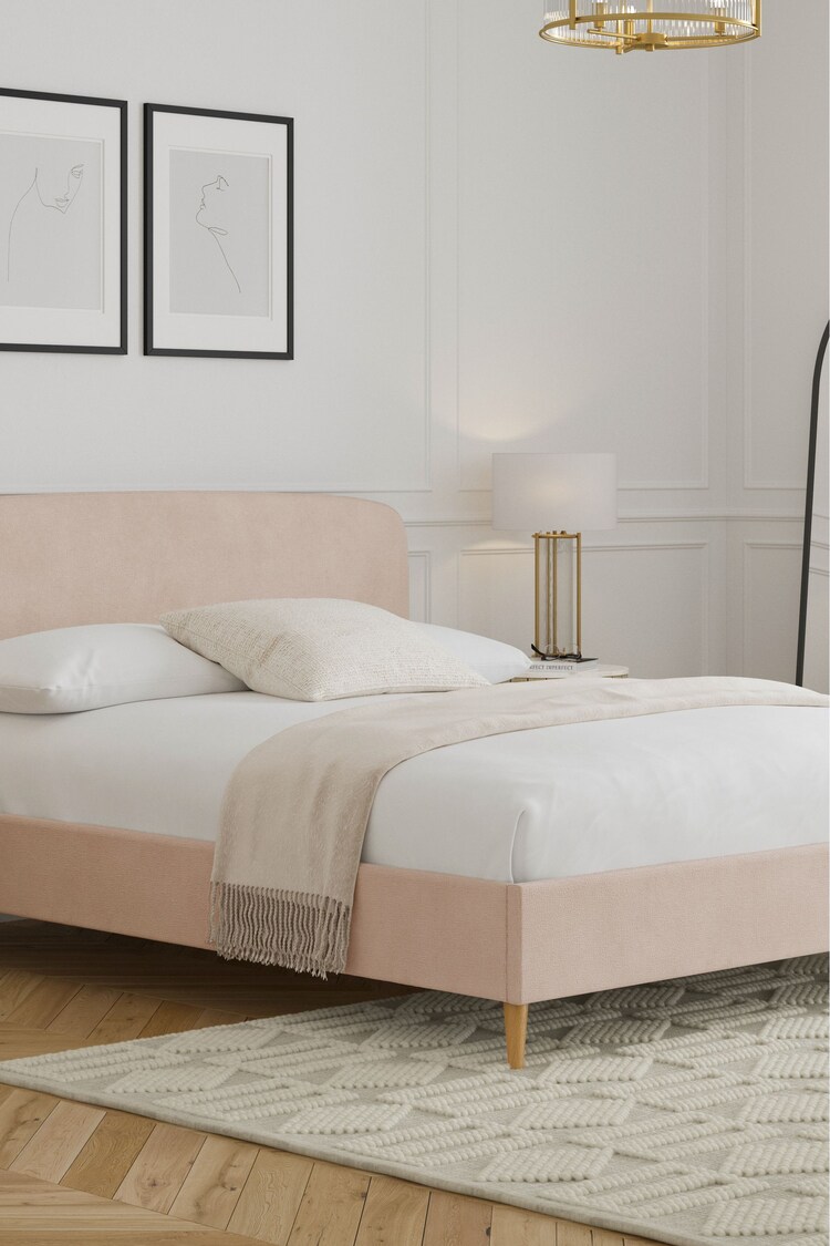 Pink Rose Plush Chenille Matson Upholstered Bed Bed Frame - Image 2 of 10