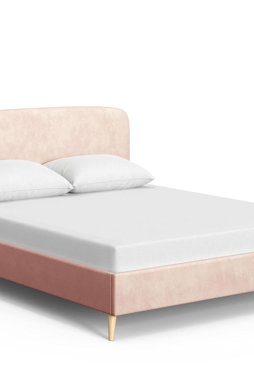 Pink Rose Plush Chenille Matson Upholstered Bed Bed Frame - Image 8 of 10