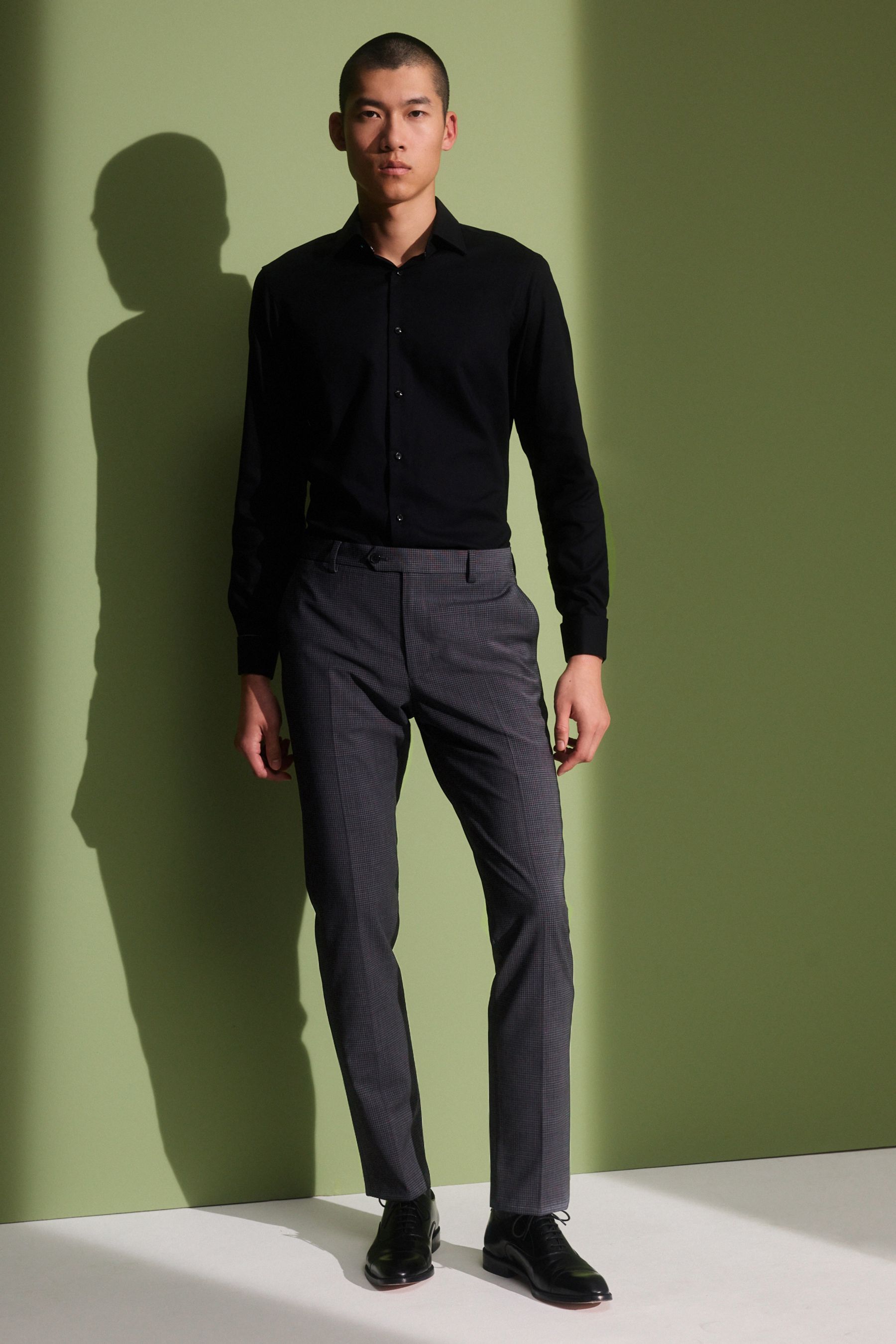 Grey skinny checkered trousers best sale