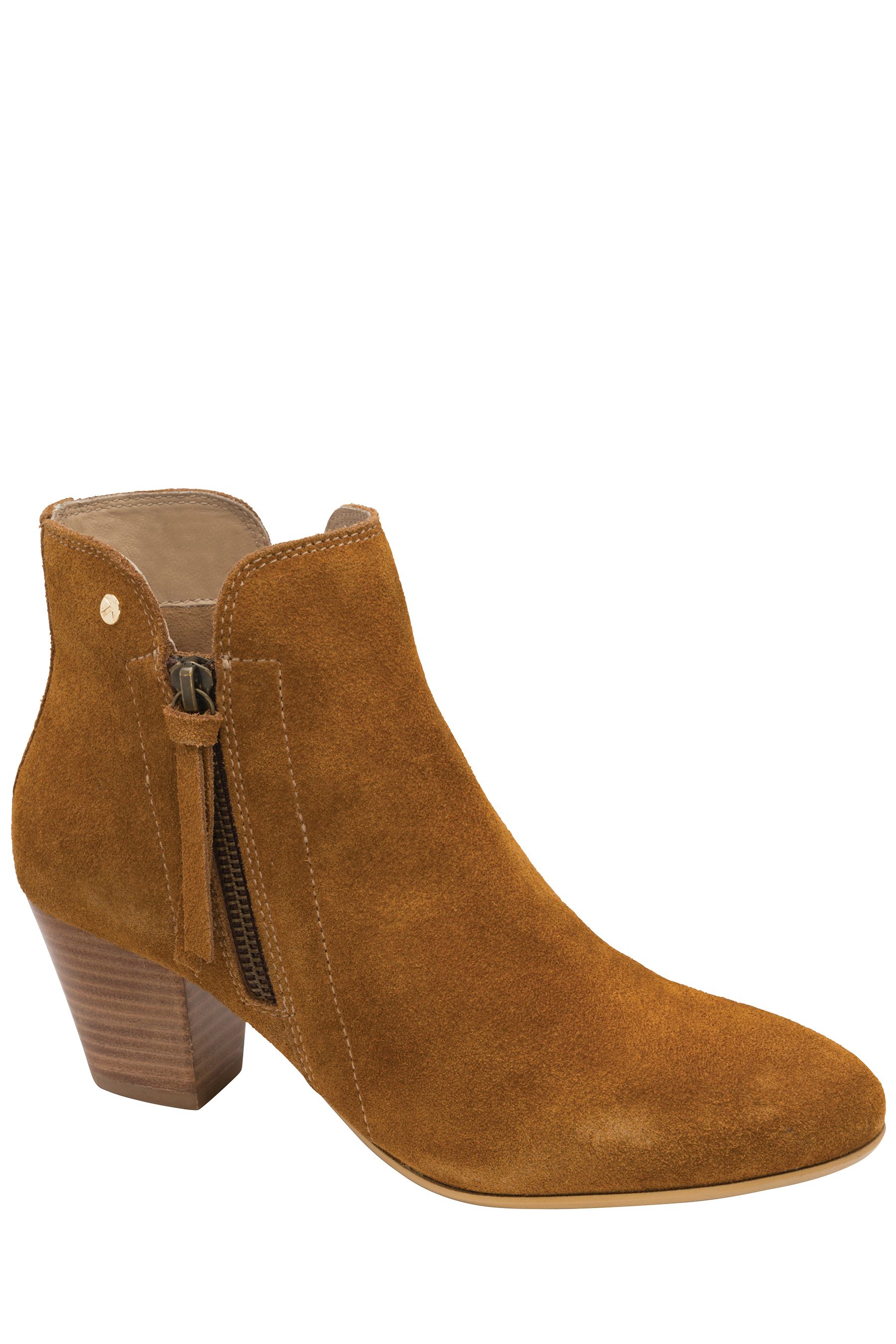 Buy Ravel Brown Suede Leather Block Heel Ankle Boots from Next Luxembourg