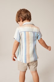 花彩色系 - 100% Cotton Short Sleeves Vertical Stripe Shirt (3mths-7yrs) - 圖片 2/7