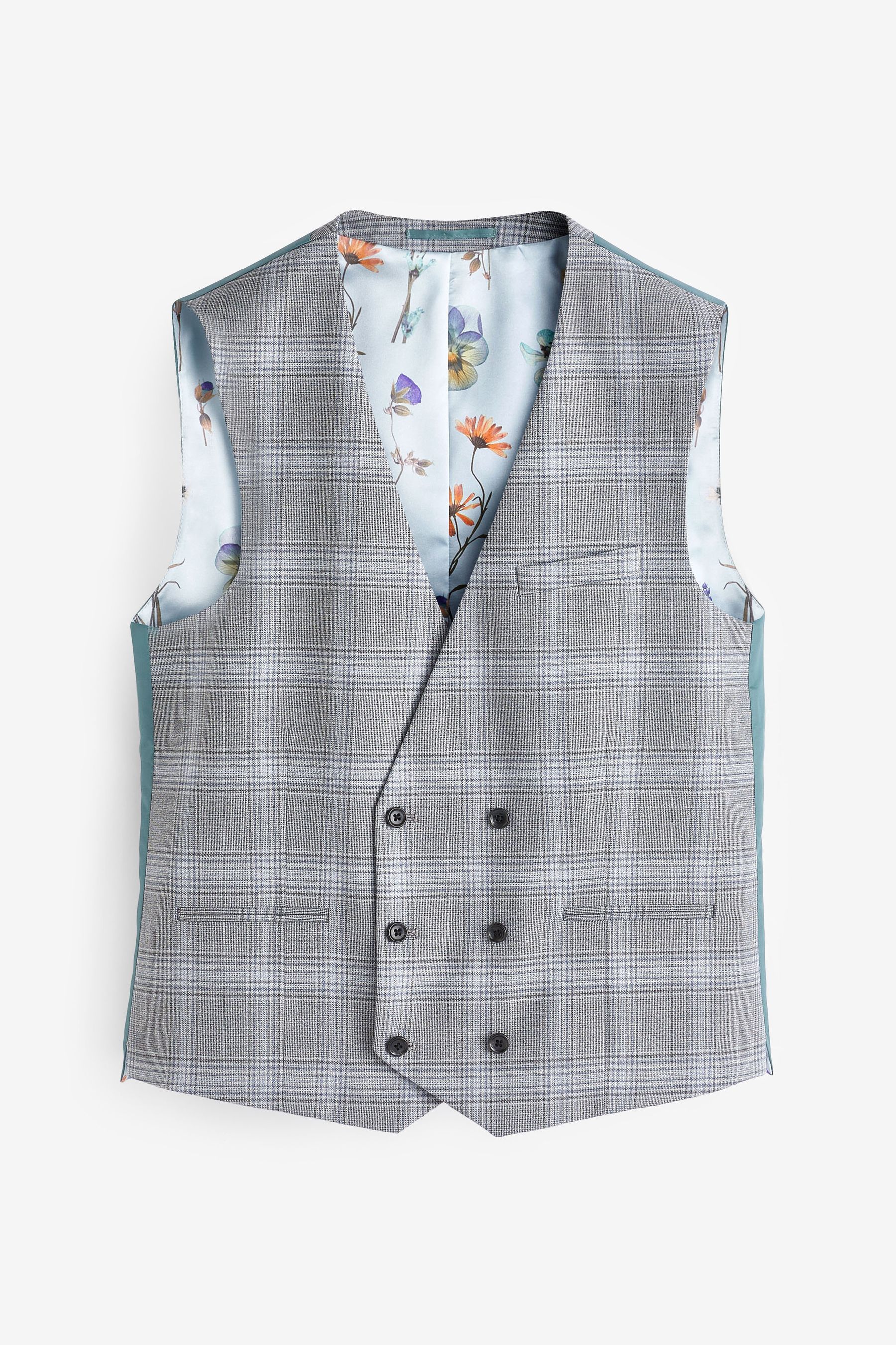 Buy Light Grey Regular Fit Check Suit Waistcoat from the Next UK online shop