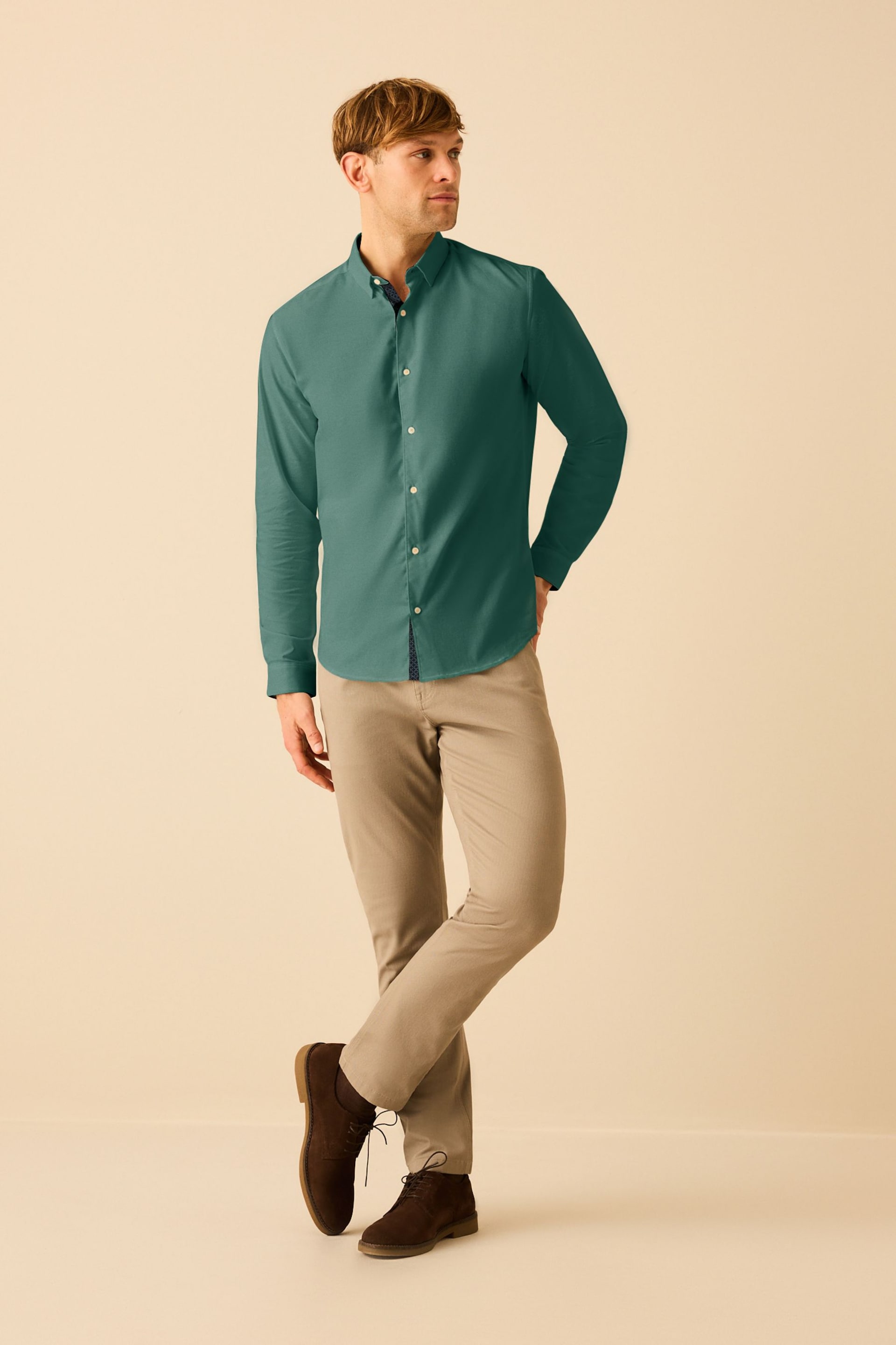 Blue Stretch Oxford Long Sleeve Shirt - Image 2 of 9