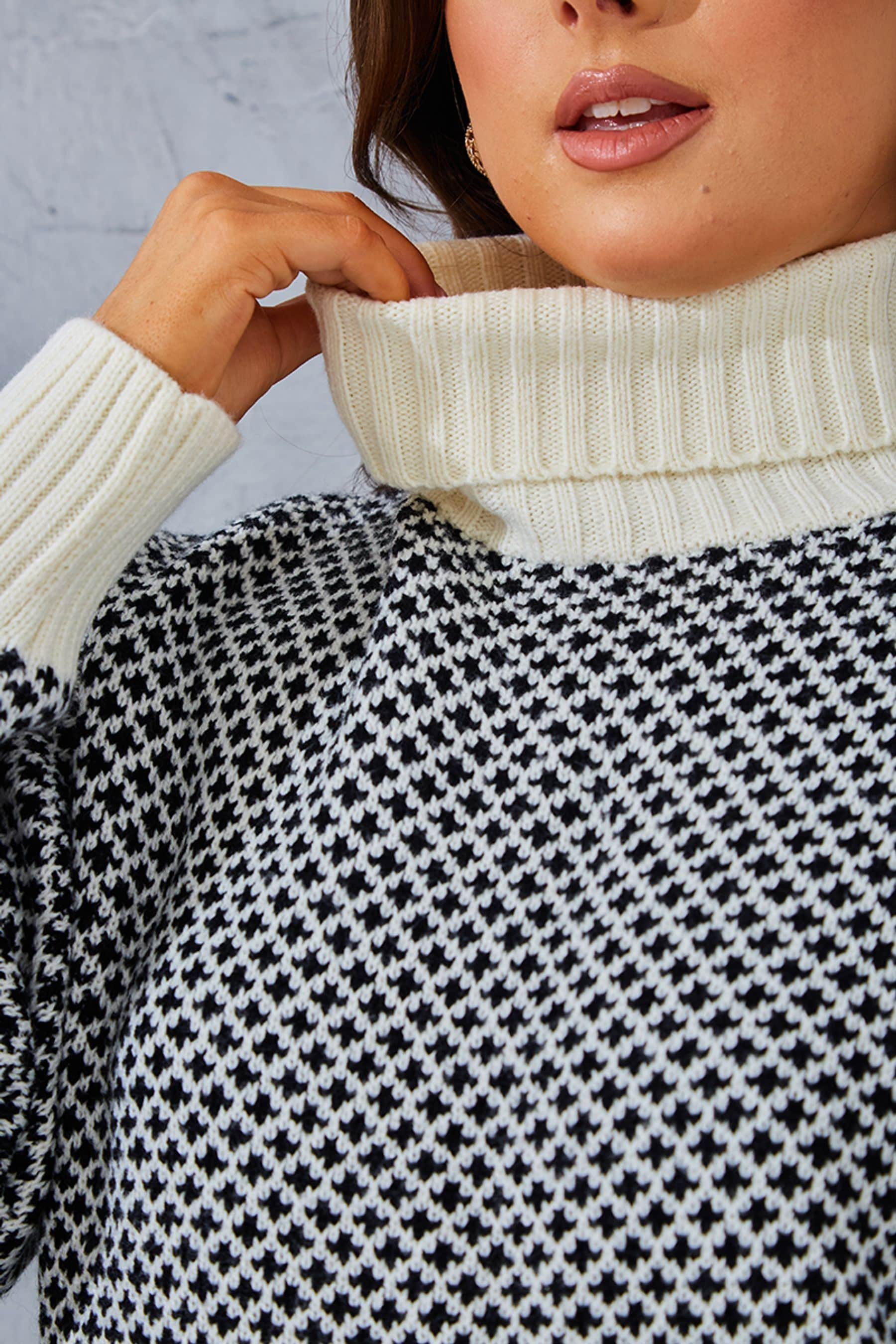 Buy In The Style White Oversized Perrie Sian Roll Neck Contrast Jumper from Next Lithuania