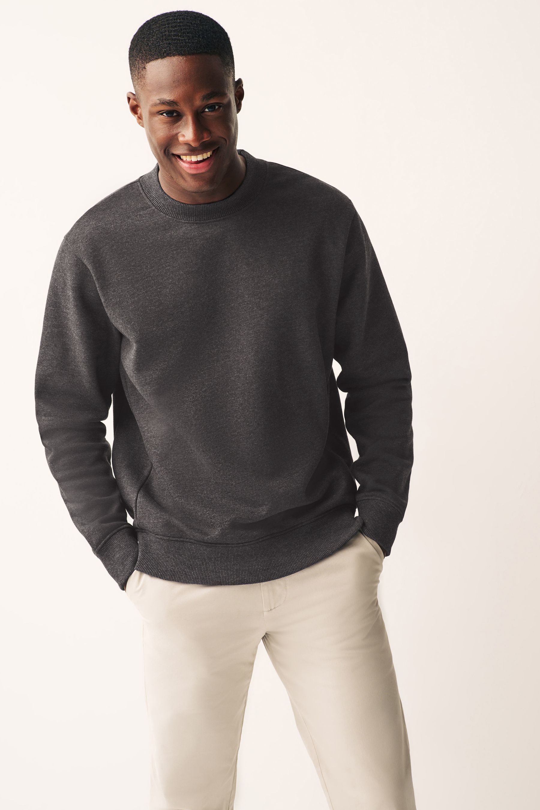 Buy Charcoal Grey Regular Fit Crew Sweatshirt from the Next UK