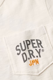 Superdry Off White 100% Cotton Workwear Embroider Pocket T-Shirt - Image 3 of 4