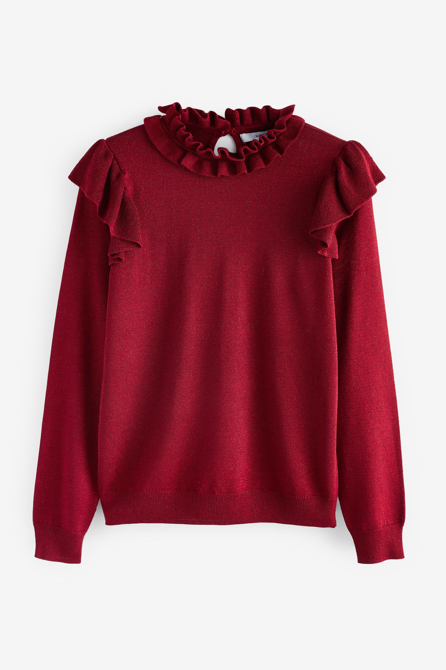 Buy Red Sparkle Ruffle Jumper from Next Luxembourg
