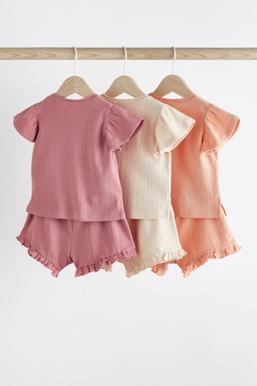 Pink Pointelle Baby 6 Piece T-Shirt and Shorts Set