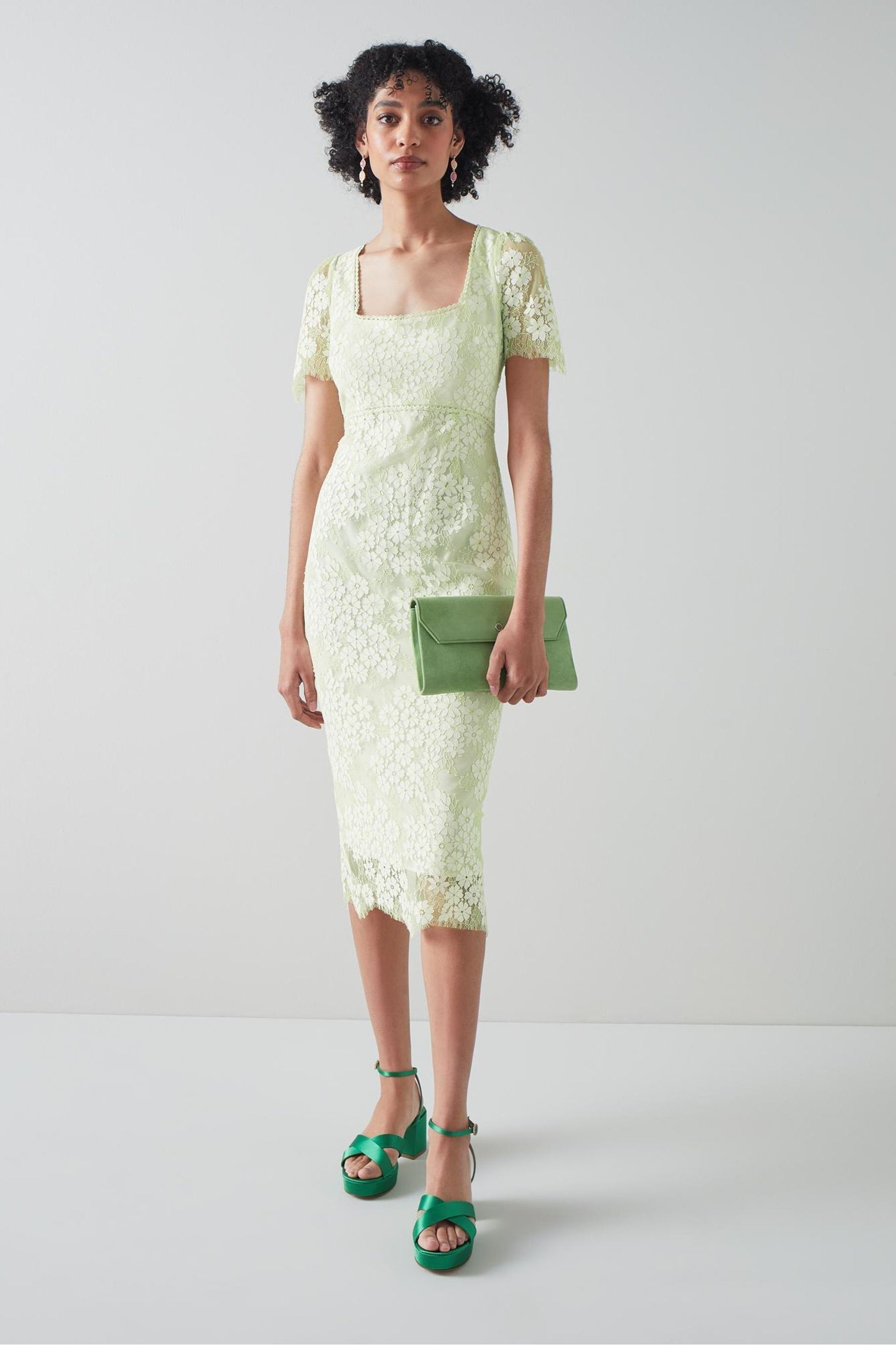 Green lace shift dress outlet