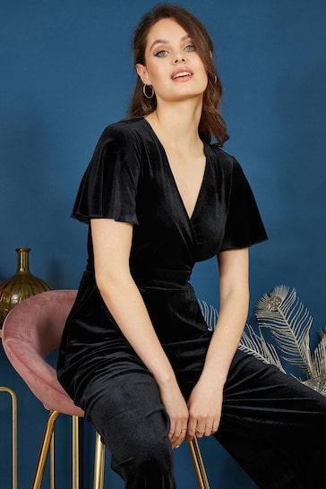 Yumi Black Jumpsuit With Angel Sleeves