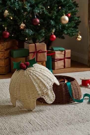 Natural Christmas Pudding Storage Basket