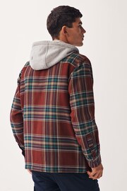 Red Check Hooded Shacket - Image 3 of 11