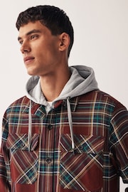 Red Check Hooded Shacket - Image 4 of 11