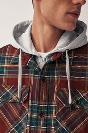 Red Check Hooded Shacket - Image 5 of 11