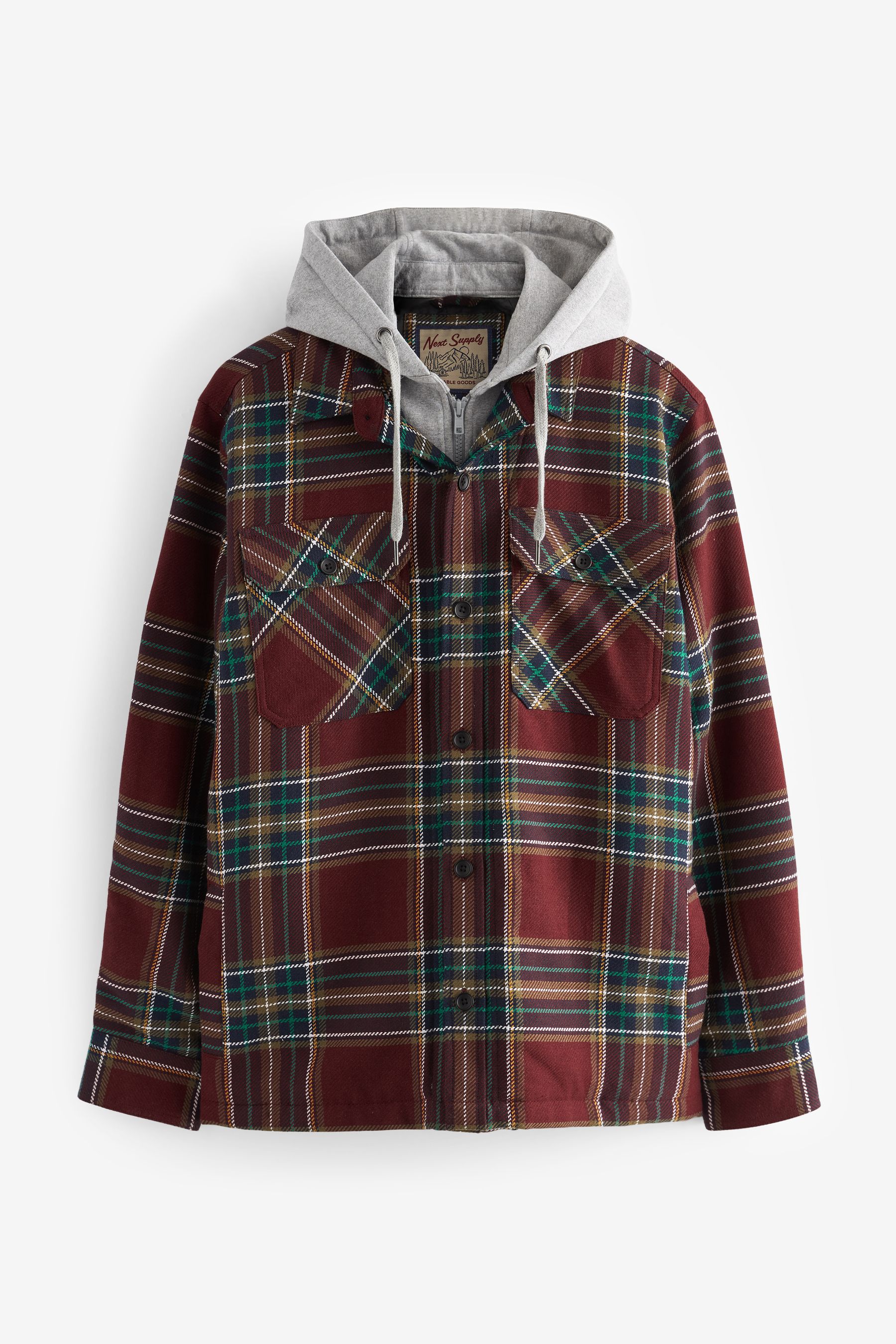 Buy Red Check Hooded Shacket from Next Luxembourg