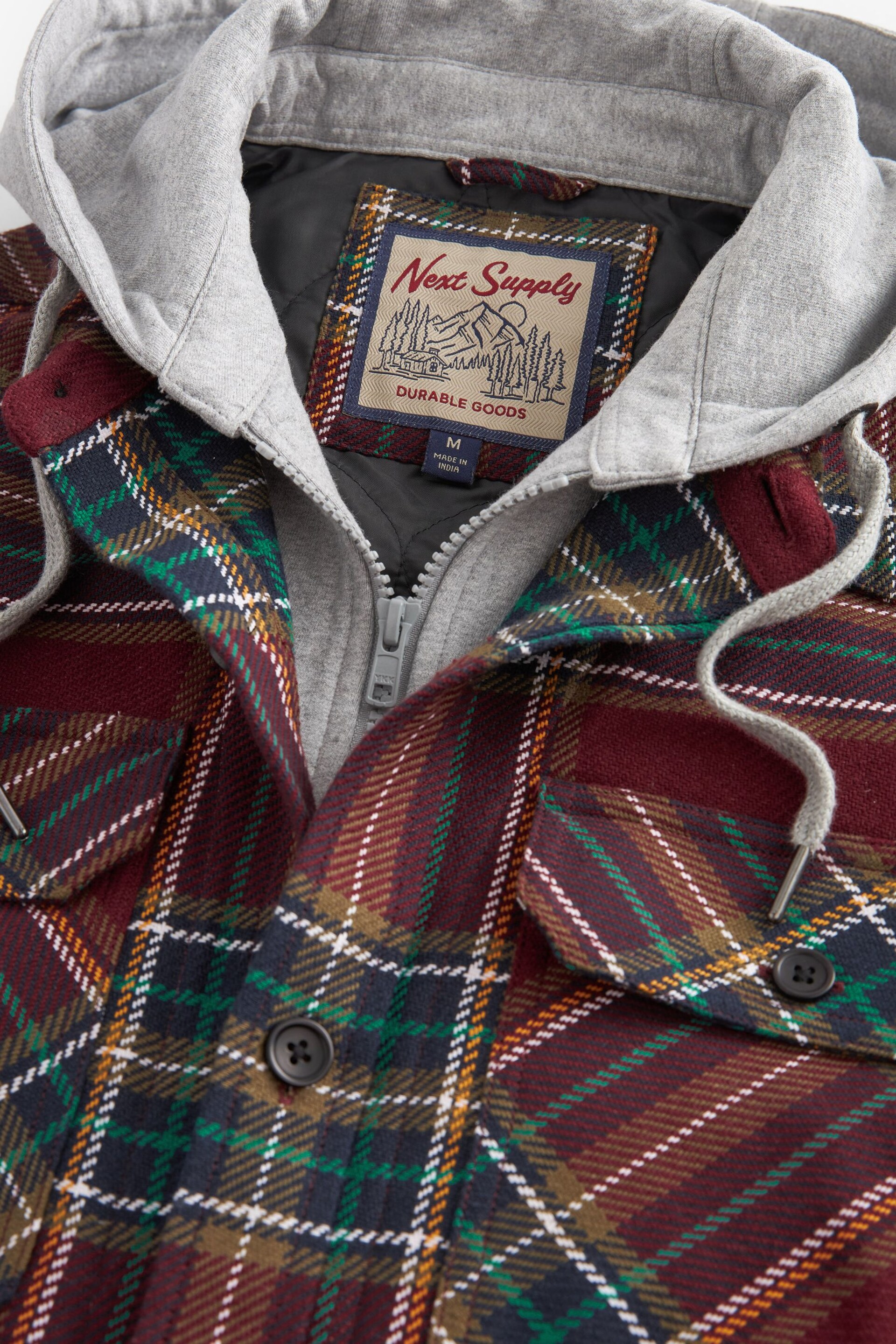 Red Check Hooded Shacket - Image 8 of 11