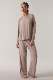 B by Ted Baker Mink Brown Modal Long Sleeve T-Shirt - Image 2 of 5