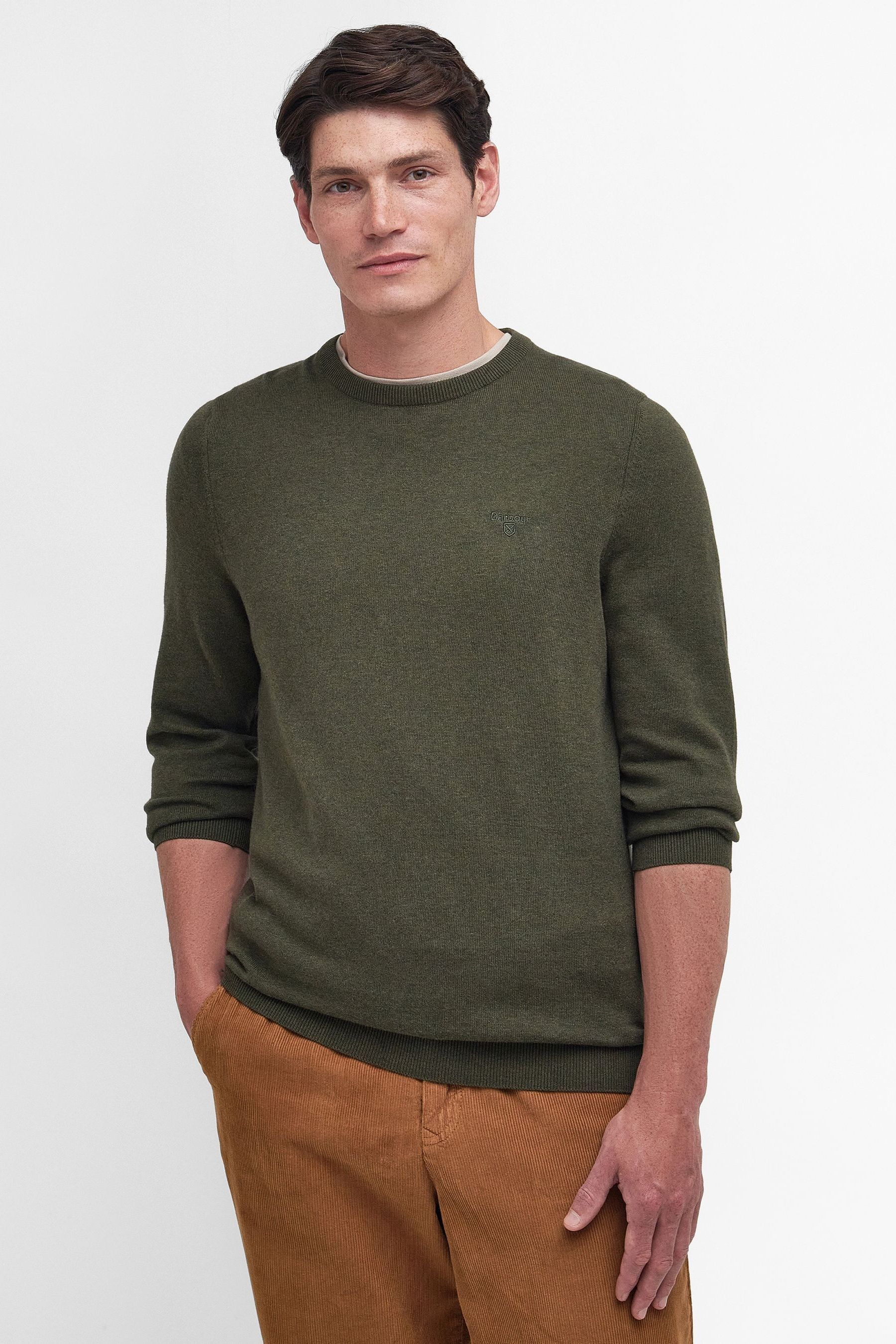 Barbour mens green jumper sales