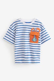 Blue/White 100% Cotton Short Sleeve Pocket T-Shirt (3mths-7yrs) - Image 5 of 7