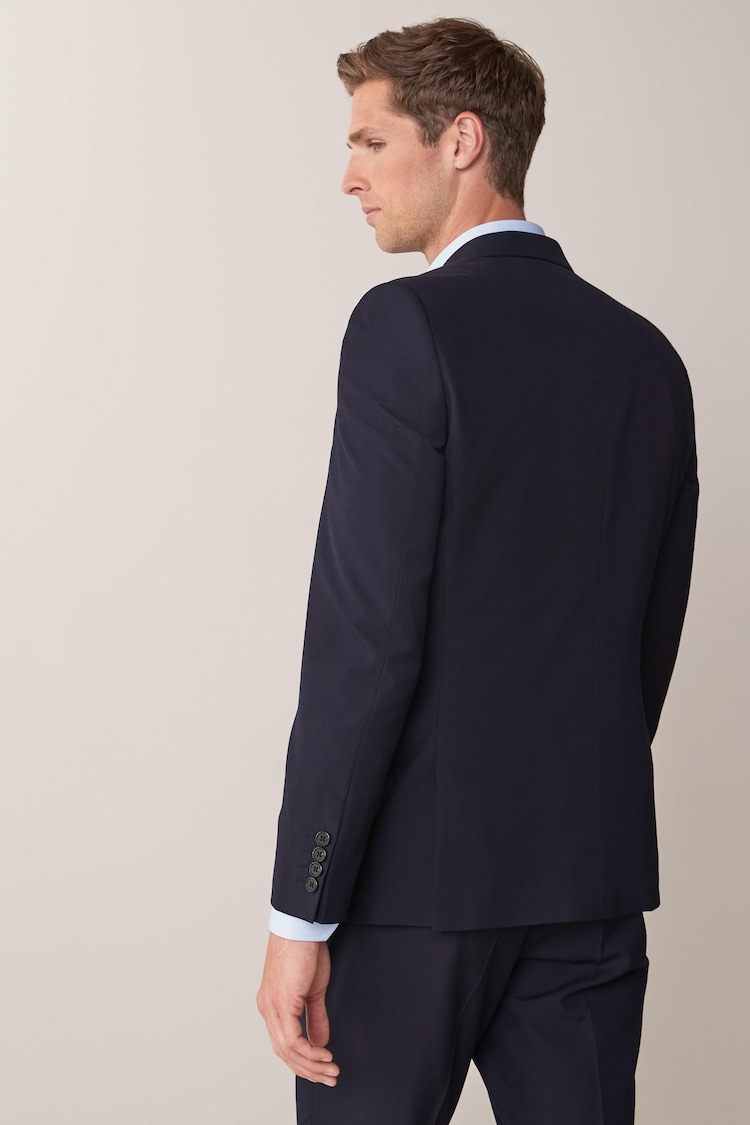 Navy Blue Tailored Fit Two Button Suit Jacket - Image 4 of 8