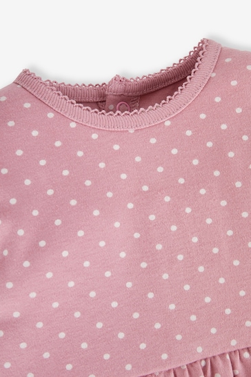 JoJo Maman Bébé Pink/Cream Spot Spot Classic Jersey Dress