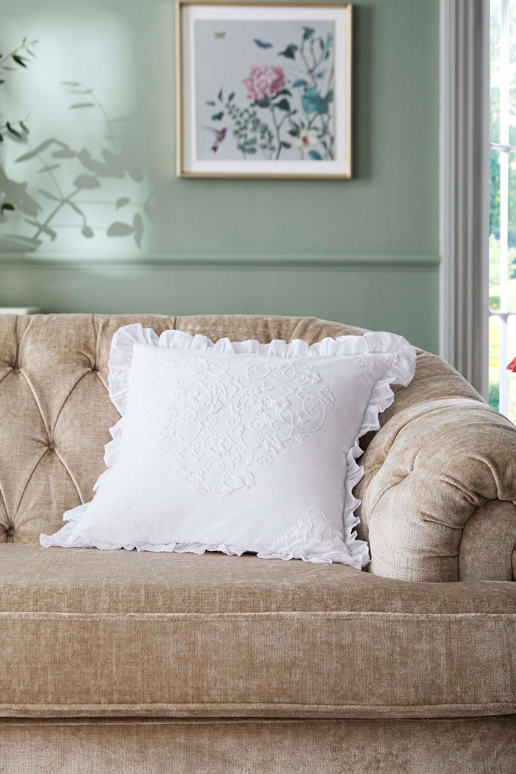 Buy White Embroidered Heart 50 x 50cm Cushion from the Next UK