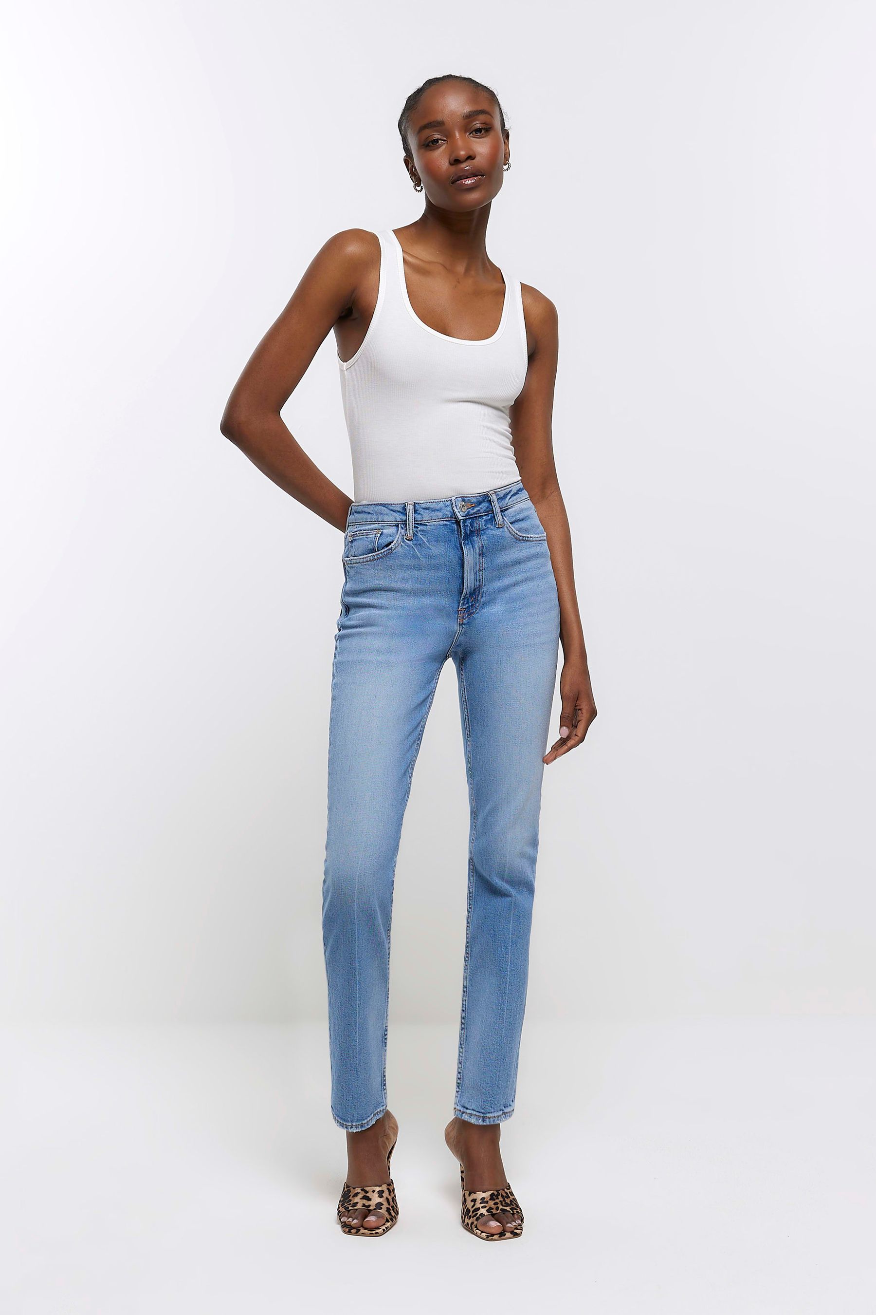 River Island Blue High Rise Slim Stretch Jeans