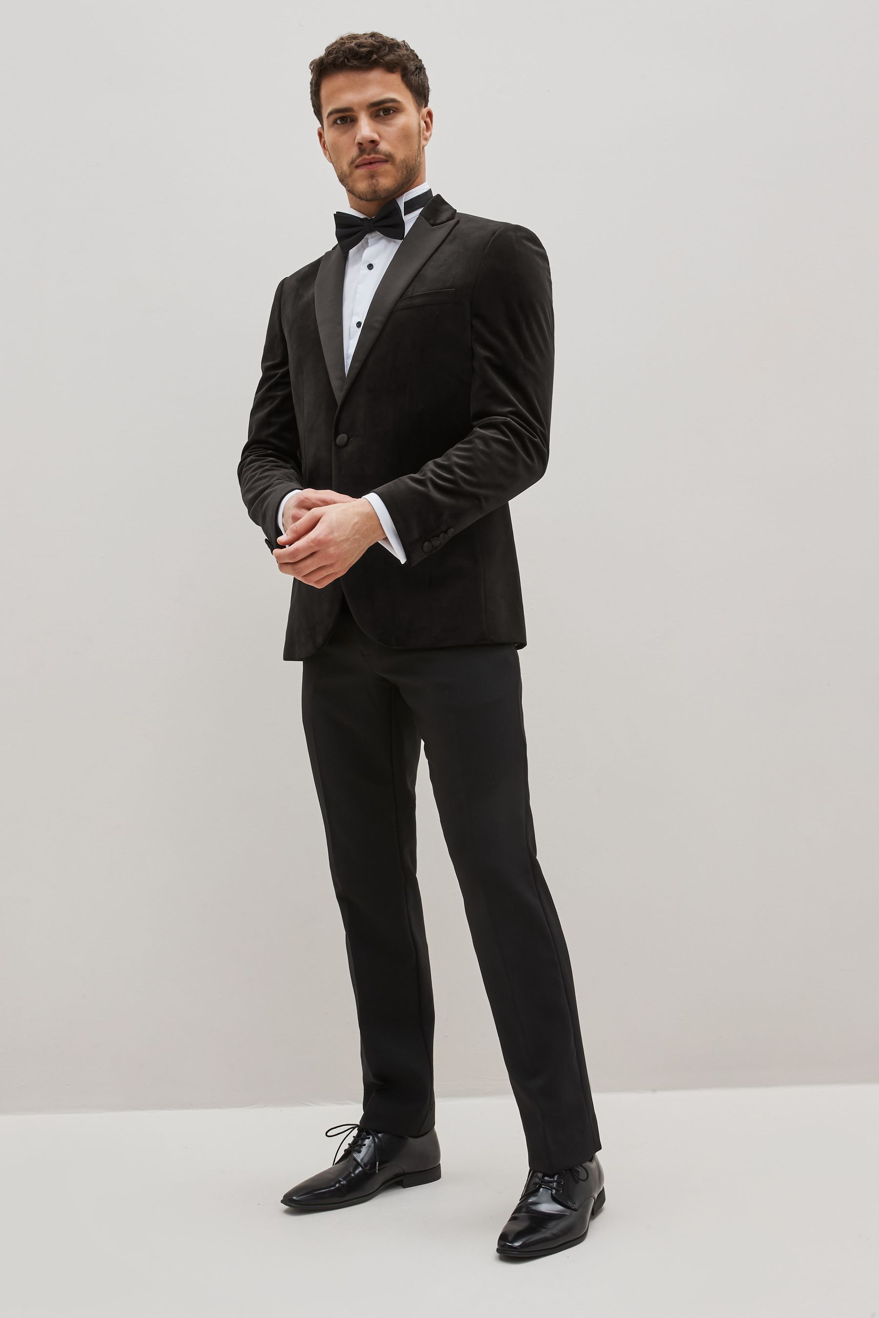 Black Slim Fit Velvet Blazer