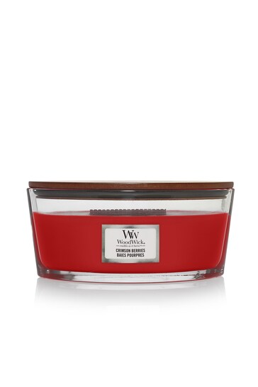 Woodwick Red Ellipse Scented Candle with Crackle Wick Crimson Berries