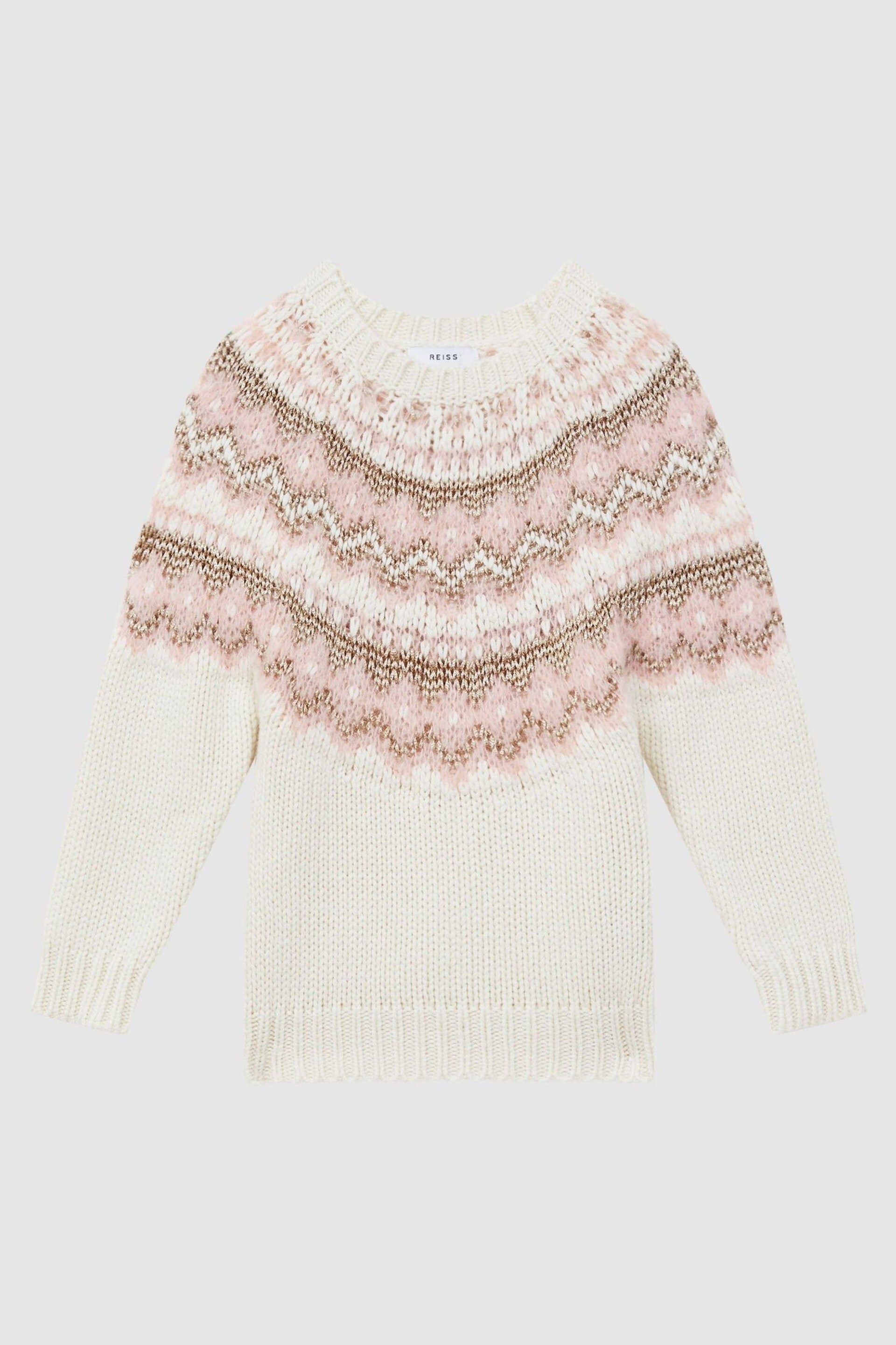 Reiss Pink Blythe Junior Fairisle Knitted Jumper - Image 2 of 5