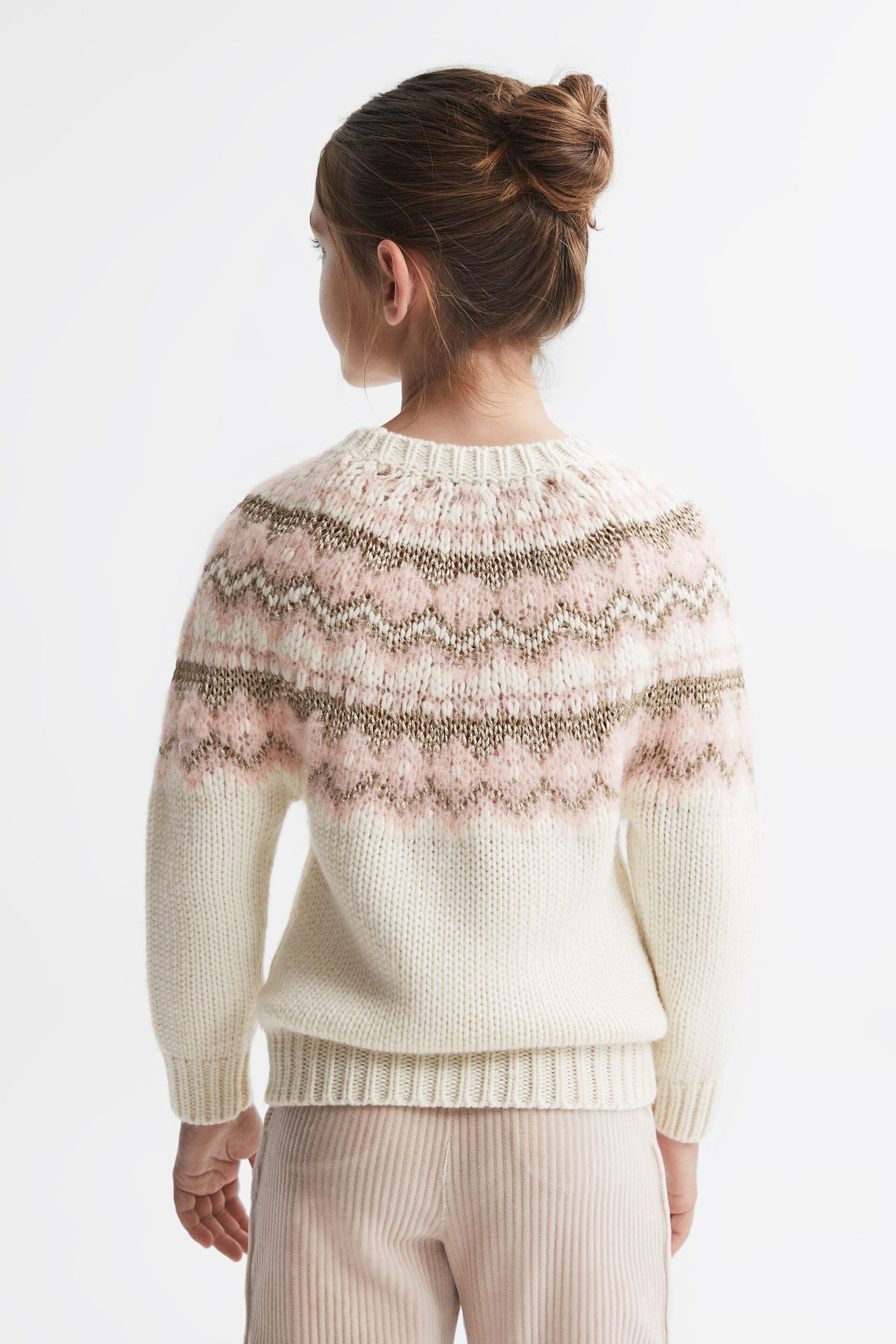 Reiss Pink Blythe Junior Fairisle Knitted Jumper - Image 4 of 5