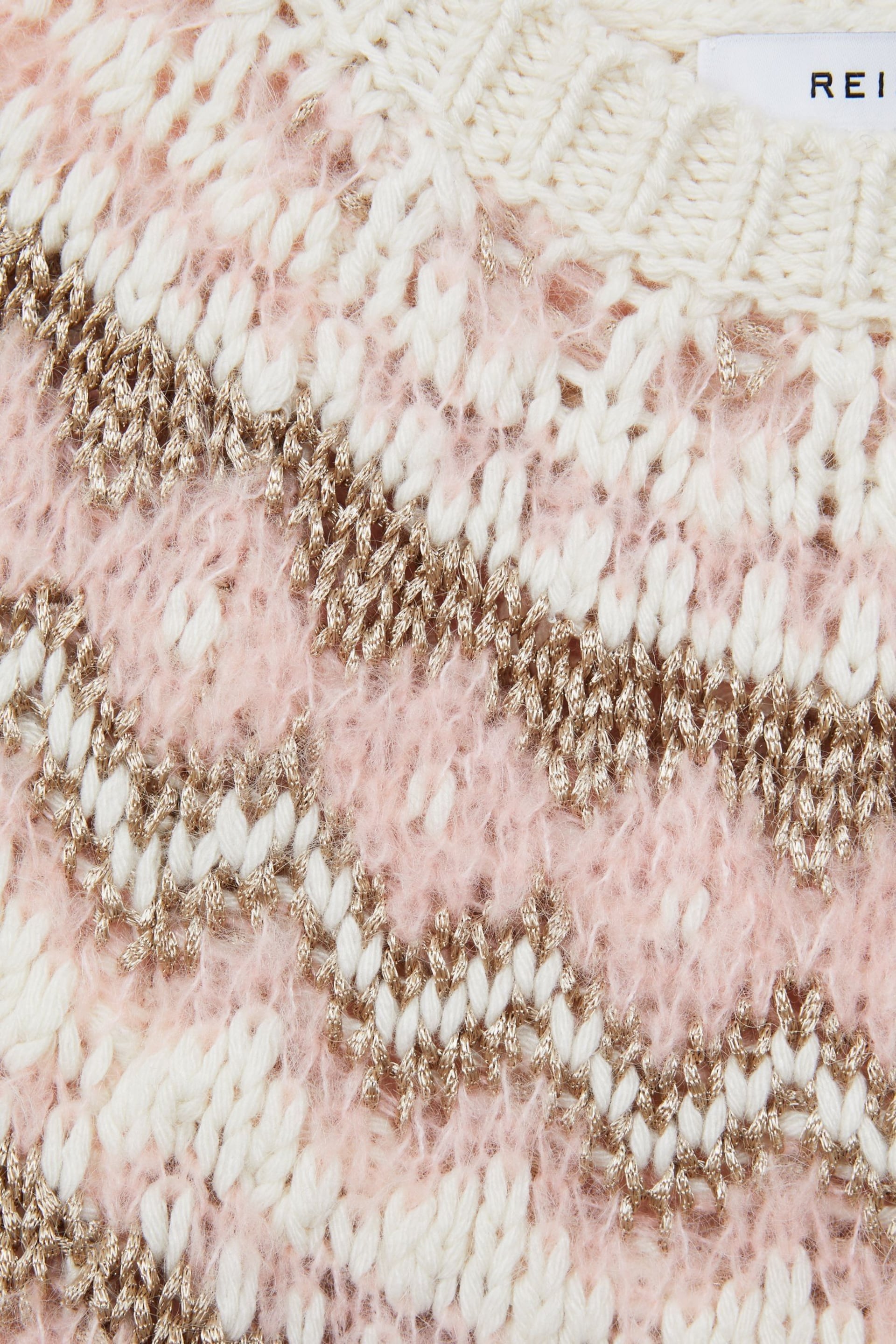 Reiss Pink Blythe Junior Fairisle Knitted Jumper - Image 5 of 5