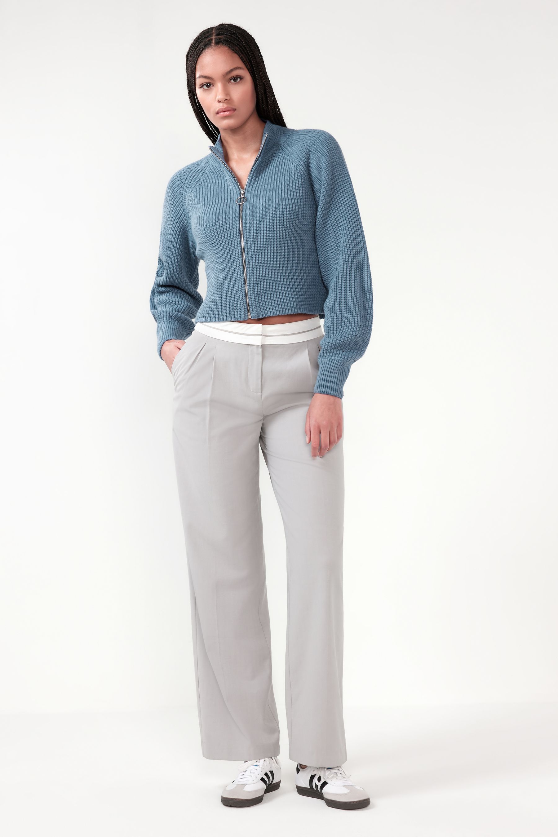 Buy Blue Zip Cropped Cardigan from Next Luxembourg