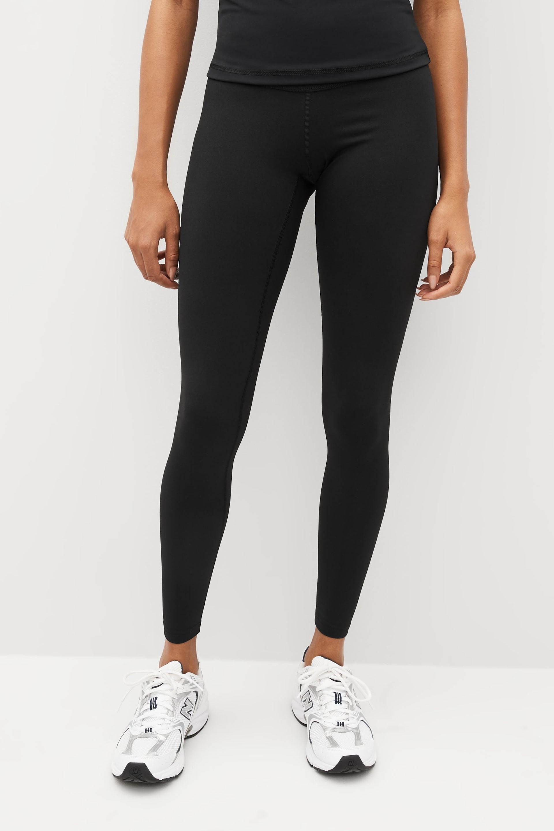 Black Next Active Sports Tummy Control High Waisted Full Length Sculpting Leggings - Image 1 of 3