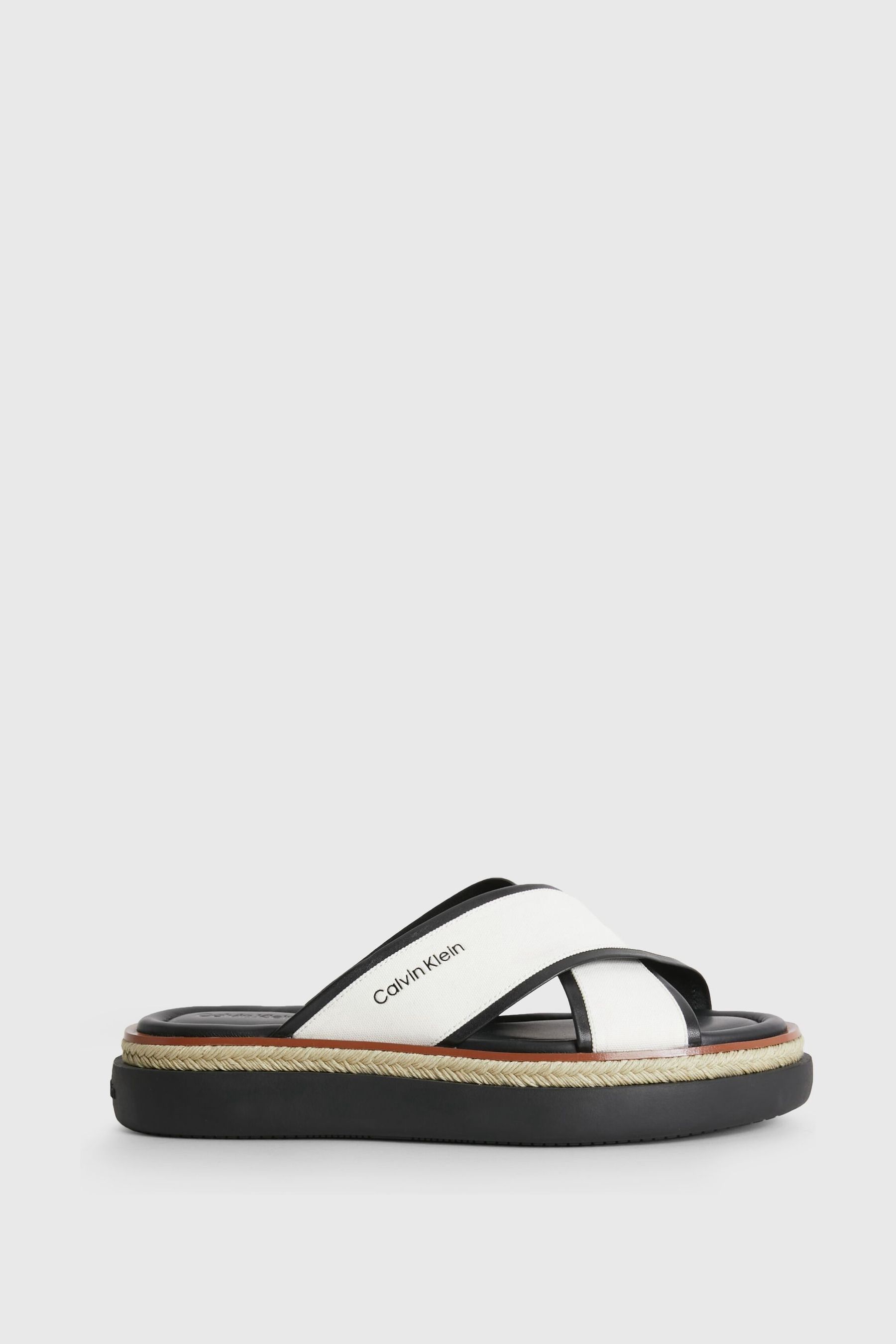 Buy Calvin Klein Flatform Espadrille Black Slides from Next Luxembourg