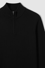 Reiss Black Blackhall Merino Wool Half-Zip Funnel Neck Jumper - Image 5 of 7