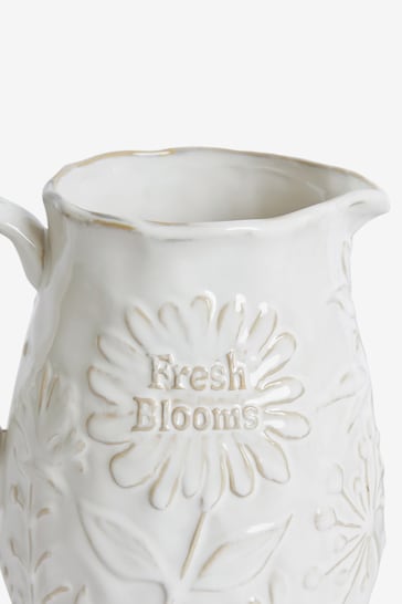 White Fresh Blooms Ceramic Jug Vase
